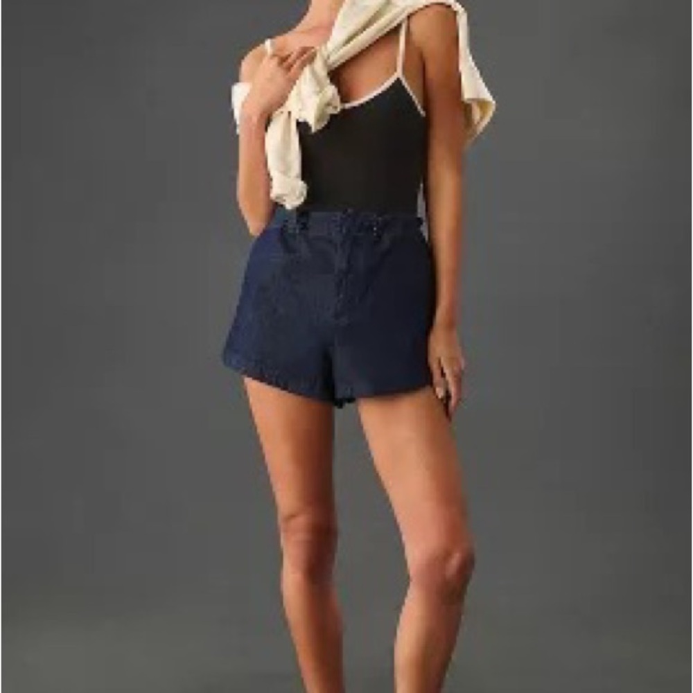 NWT Anthropology Mid-Rise Denim Parachute Shorts